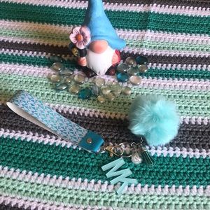 MK key chain or purse decoration teal green